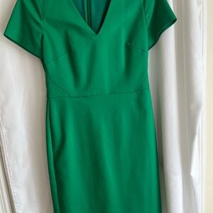 J. Crew Emerald Green Sheath Dress V-Neck Midi